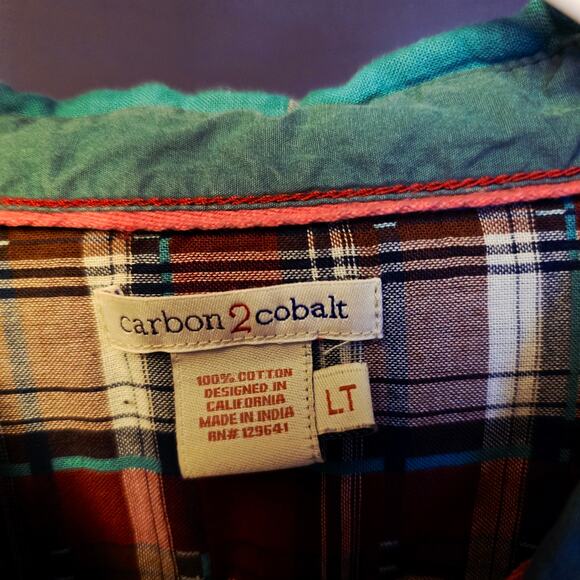 Carbon2Cobalt blue ptint flannel lined button down shirt size large tall - Picture 4 of 4